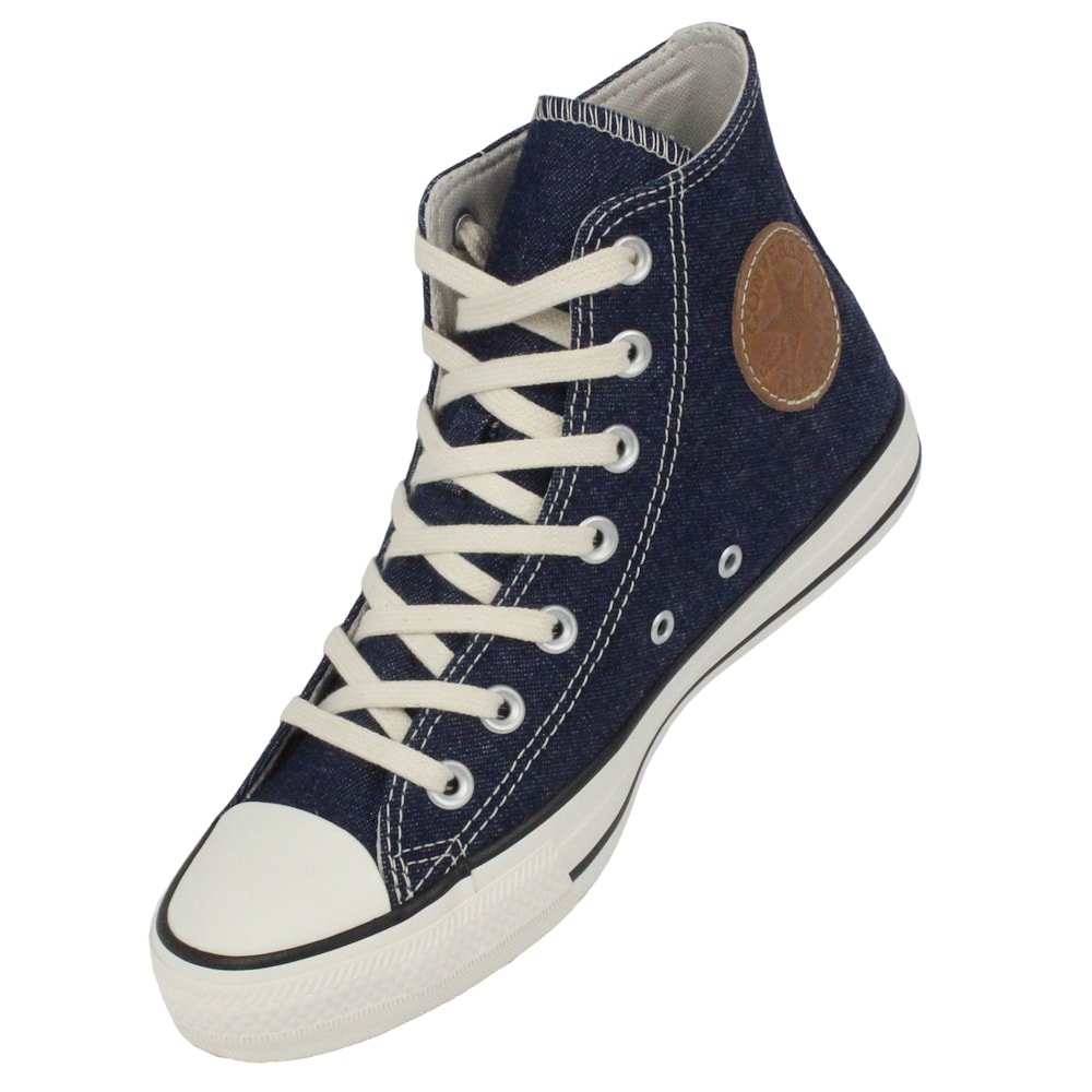 Tênis Converse Chuck Taylor All Star Hi Azul Escuro Bege Mel Amêndoa Azul 2