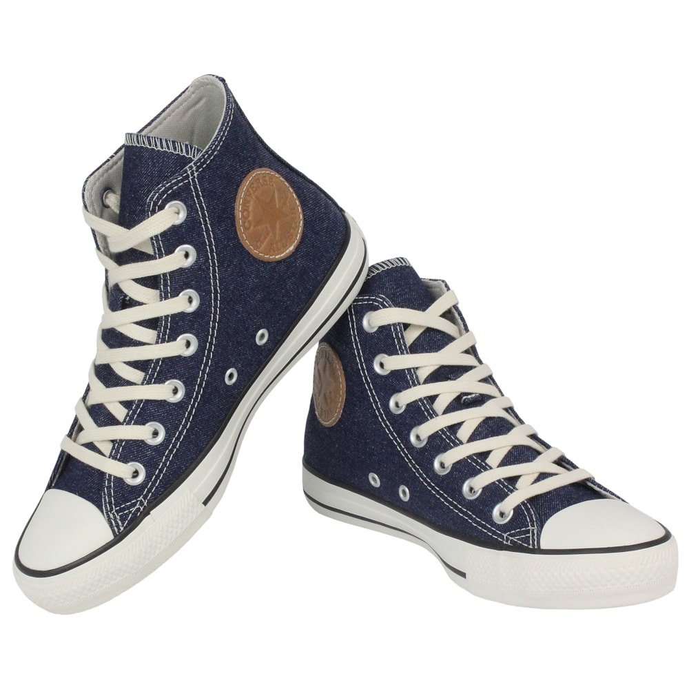 Tênis Converse Chuck Taylor All Star Hi Azul Escuro Bege Mel Amêndoa Azul 3