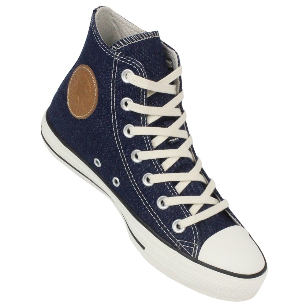 Tênis Converse Chuck Taylor All Star Hi Azul Escuro Bege Mel Amêndoa Azul 4