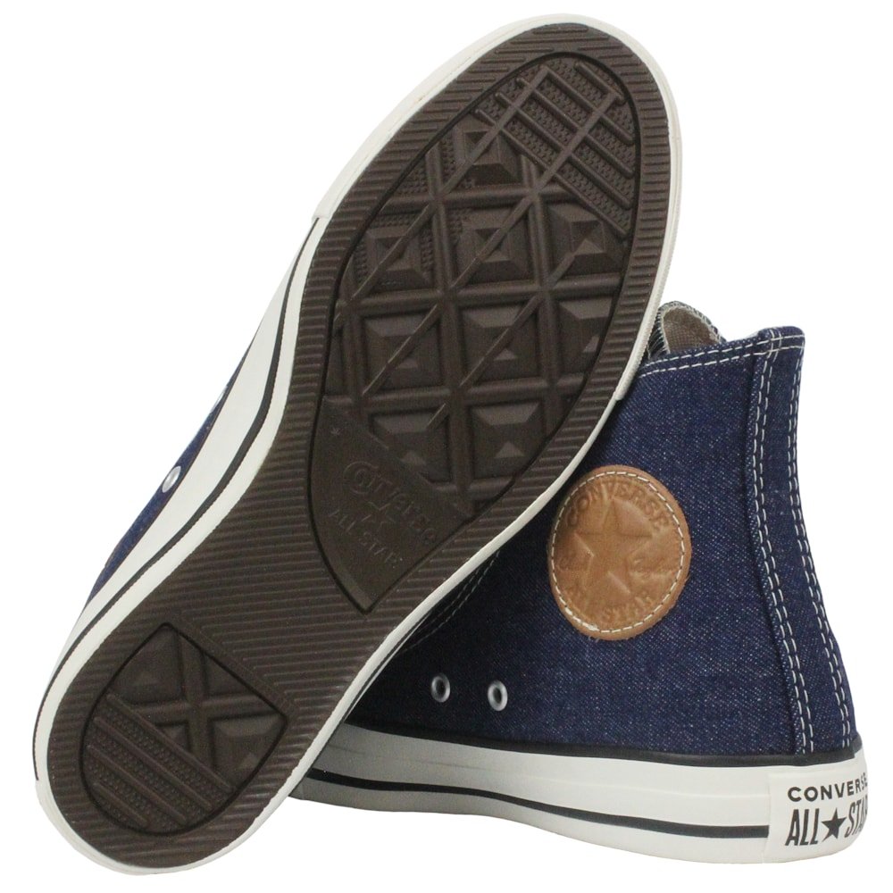 Tênis Converse Chuck Taylor All Star Hi Azul Escuro Bege Mel Amêndoa Azul 5