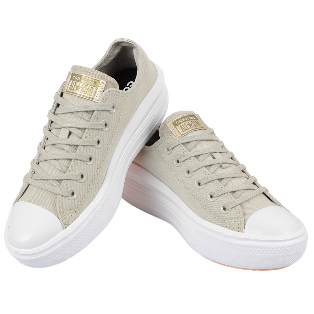 Tênis Converse Chuck Taylor All Star Move Bege Claro Ouro Claro Branco Bege 3