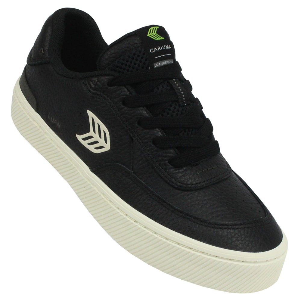 Tênis Cariuma Luan Pro Black Premium Leather Ivory Logo Importado Preto 2