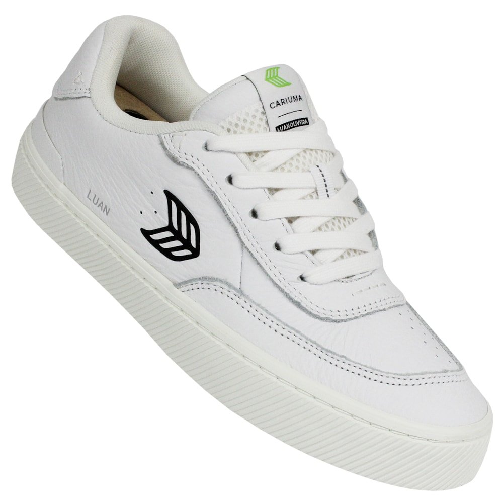 Tênis Cariuma Luan Pro White Premium Leather Black Logo Importado Branco 2