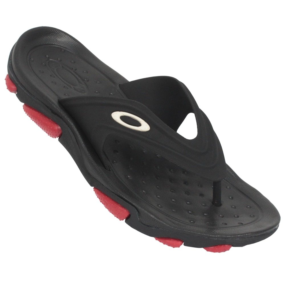 Chinelo Oakley Titan Black Red Preto 2