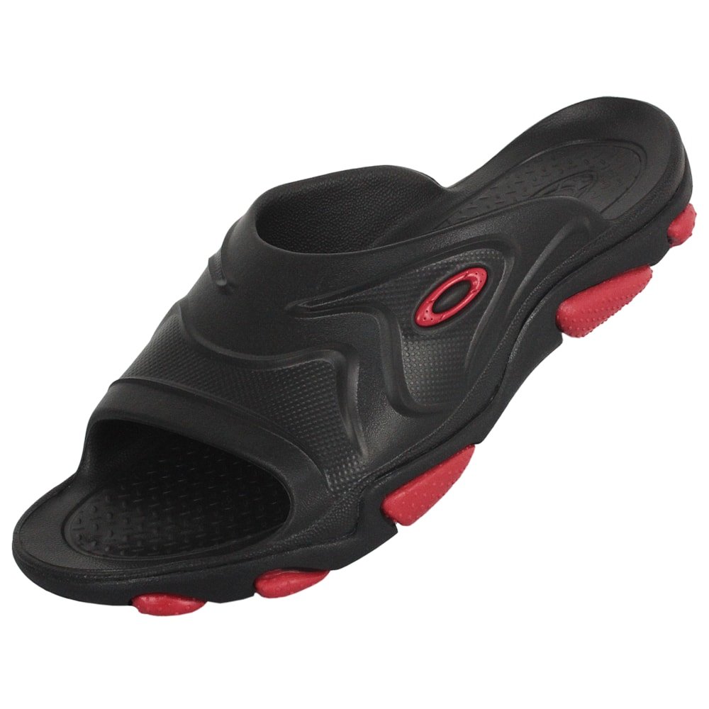 Chinelo Oakley Titan Slide Black Red Preto 3