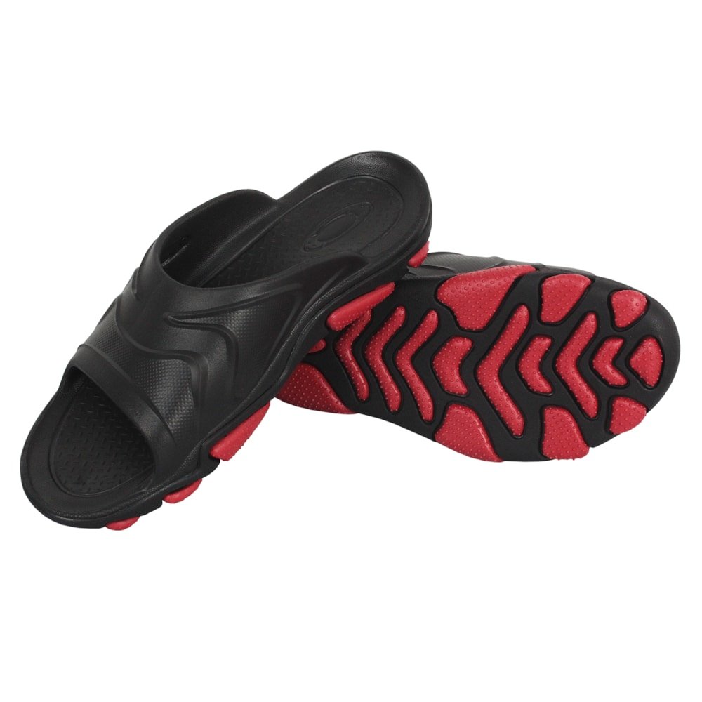 Chinelo Oakley Titan Slide Black Red Preto 4