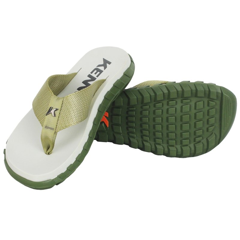 Chinelo Kenner Megah Verde Militar Baunilha Caqui Branco 3