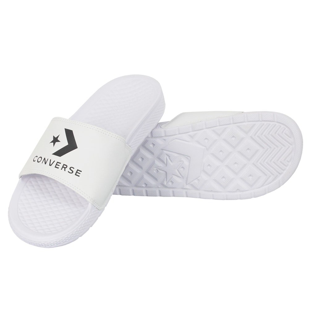 Chinelo Converse Slide On Branco Preto Branco Branco 3