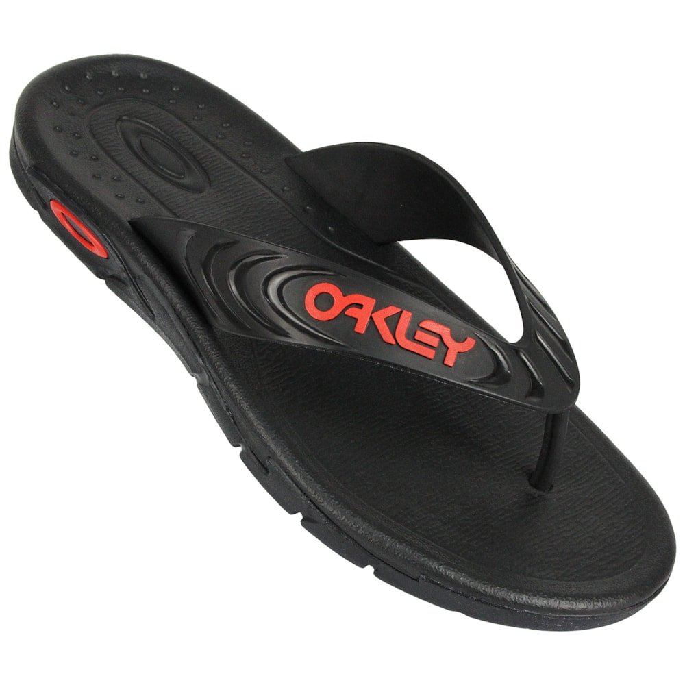 Chinelo Oakley Crowd B1B Black Orange Preto 2