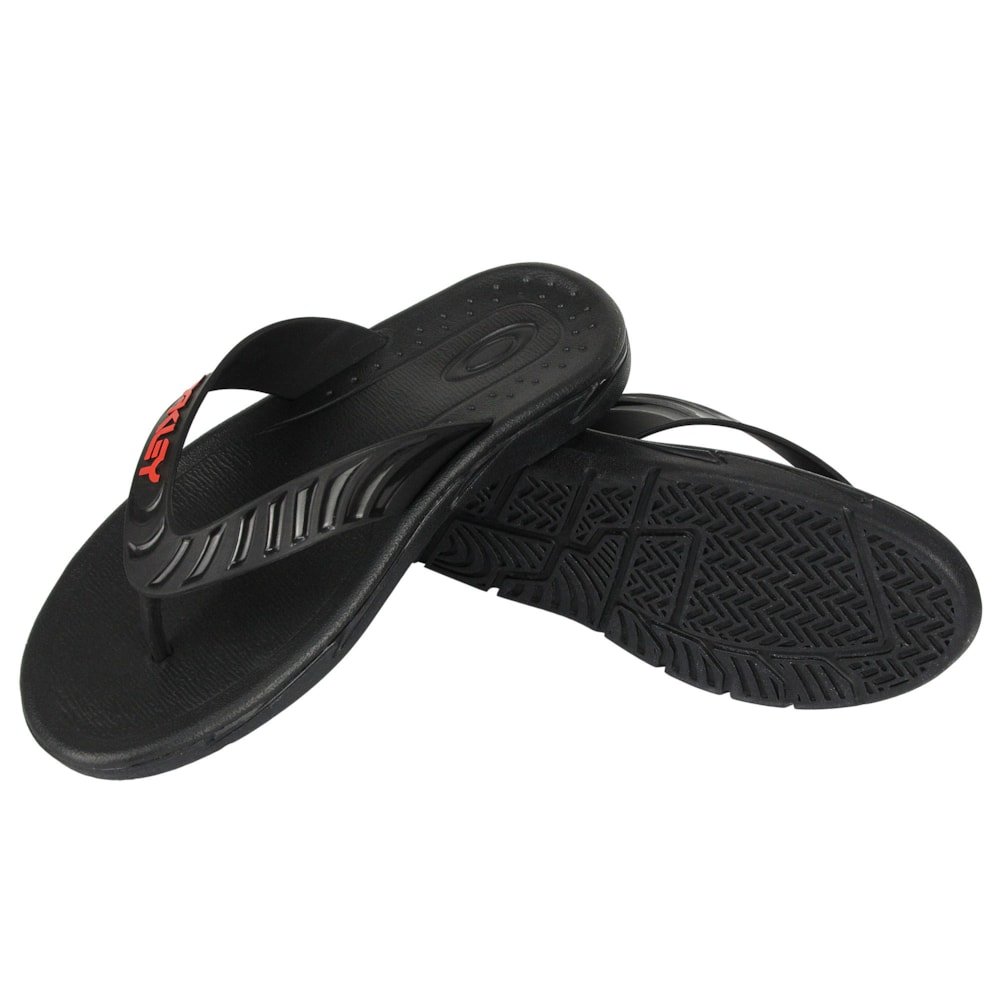 Chinelo Oakley Crowd B1B Black Orange Preto 3