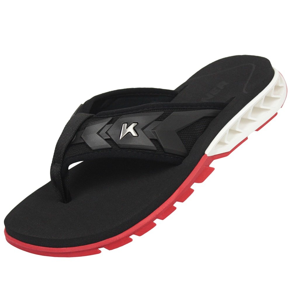 Chinelo Kenner Rakka Ultra Force Black White Red Preto 2