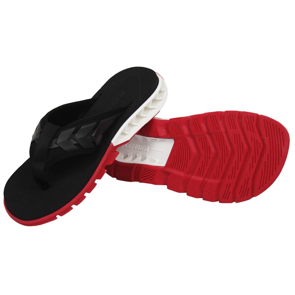 Chinelo Kenner Rakka Ultra Force Black White Red Preto 3