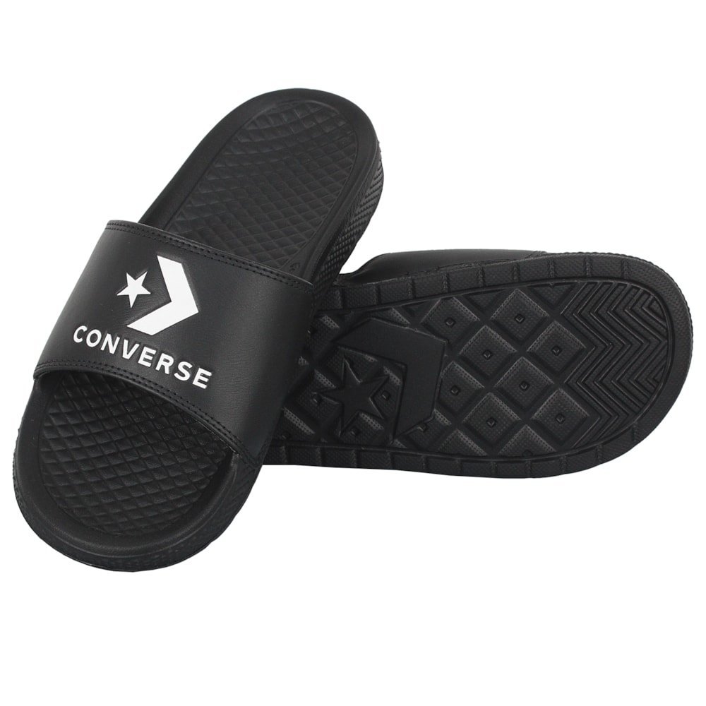 Chinelo Converse Slide On Preto Branco Preto Preto 3