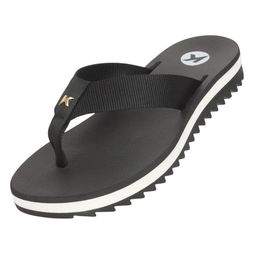 Chinelo Kenner Kyra Pro Preto Branco Preto 4