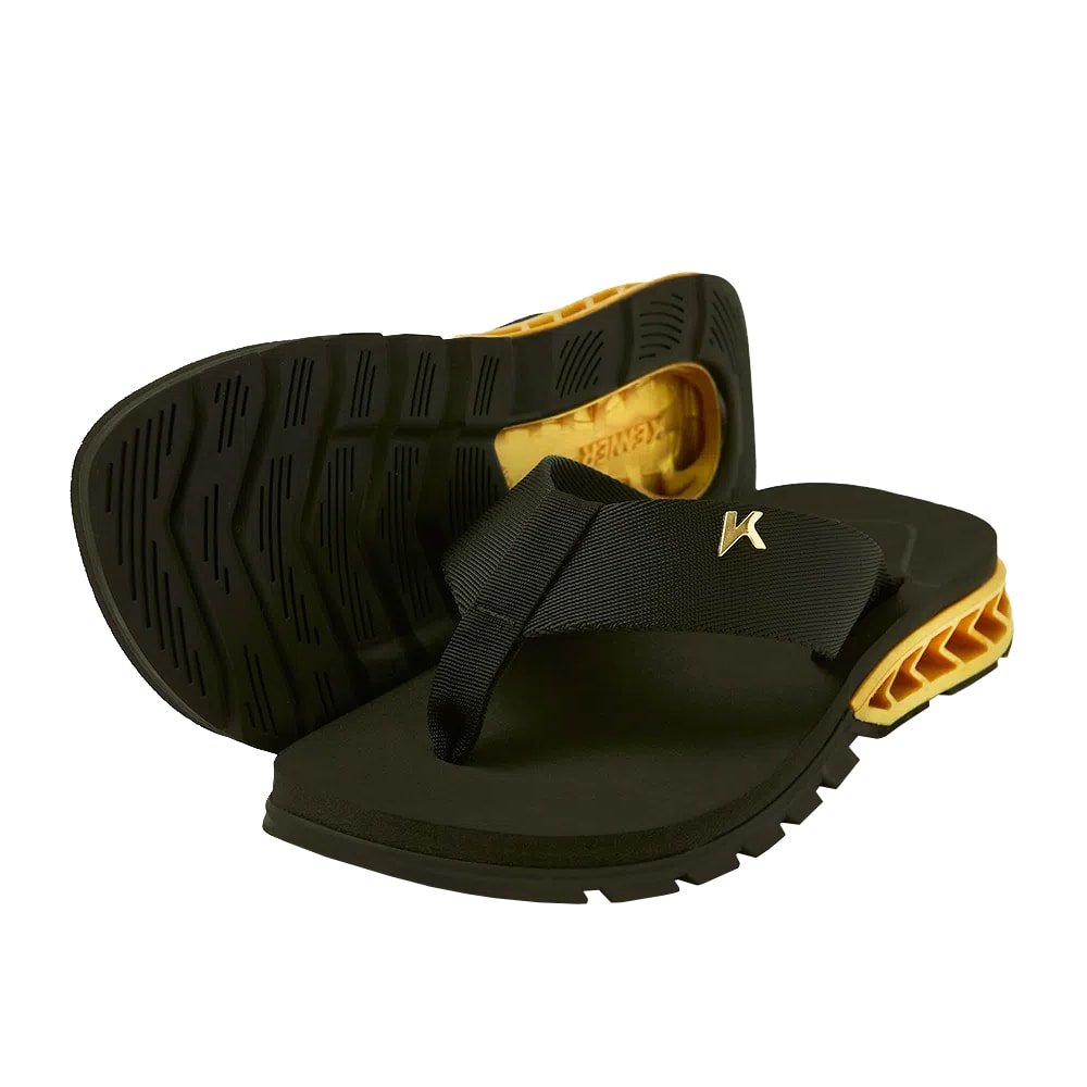Chinelo Kenner Rakka Preto e Dourado Preto 2