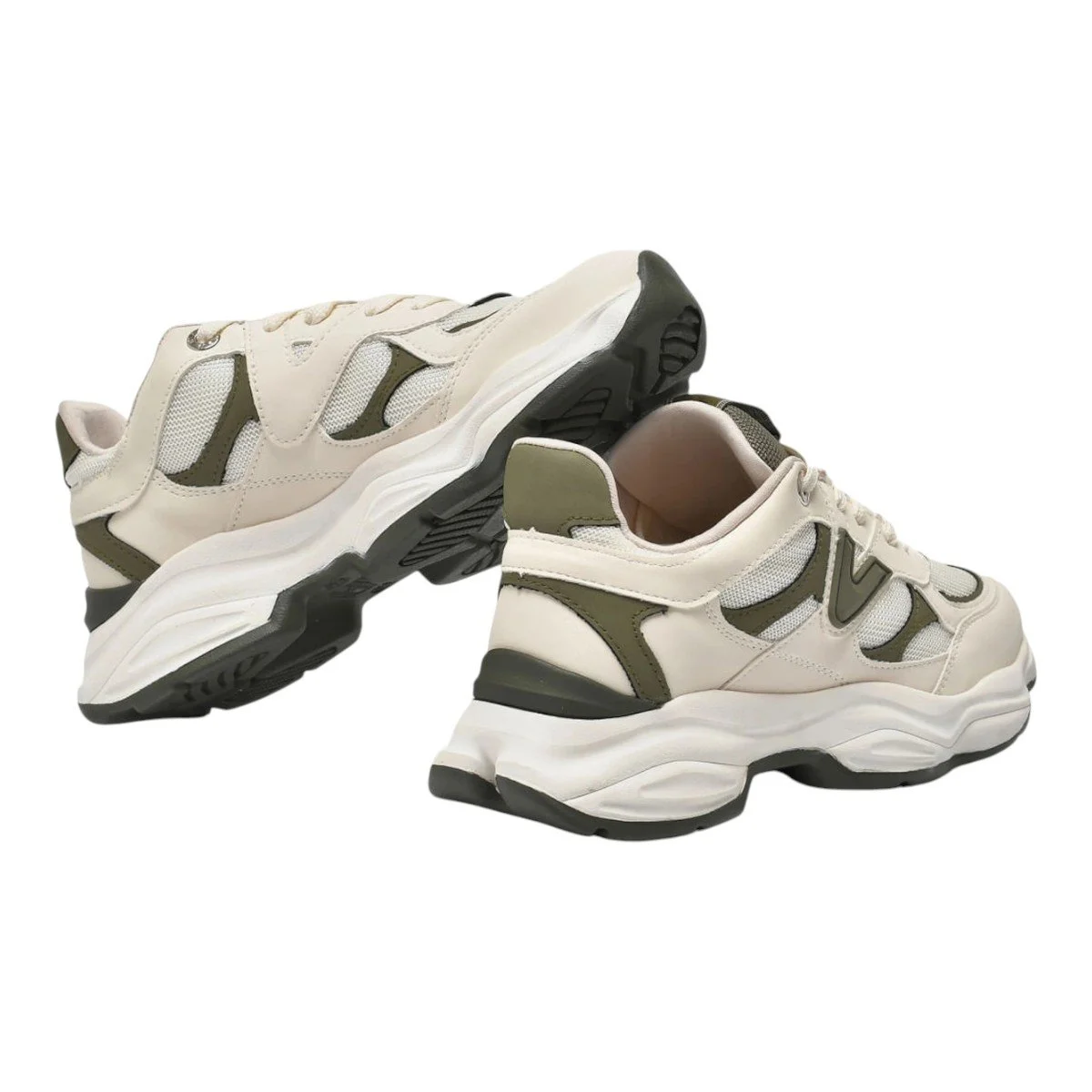 Tênis Casual Via Marte 158-023 Feminino Bege/Verde 3