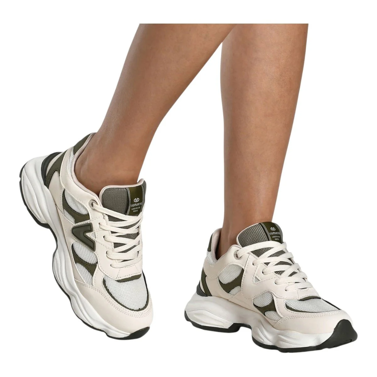 Tênis Casual Via Marte 158-023 Feminino Bege/Verde 4