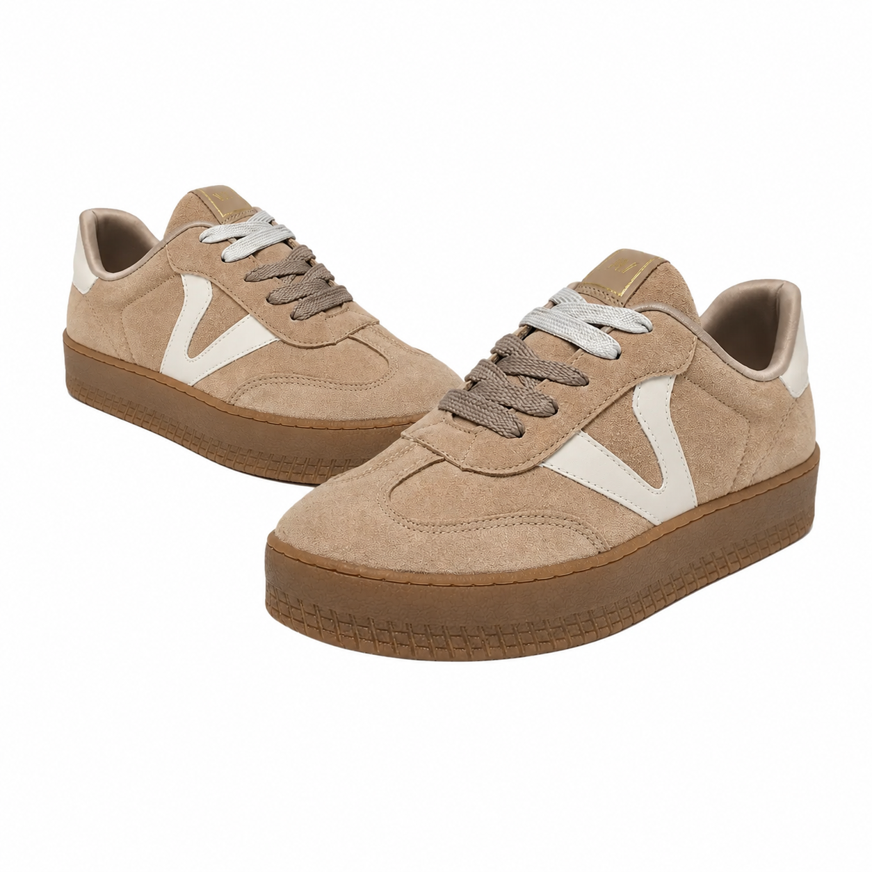 Tenis Casual Via Marte 216-014-07 Feminino Taupe/Gelo 2
