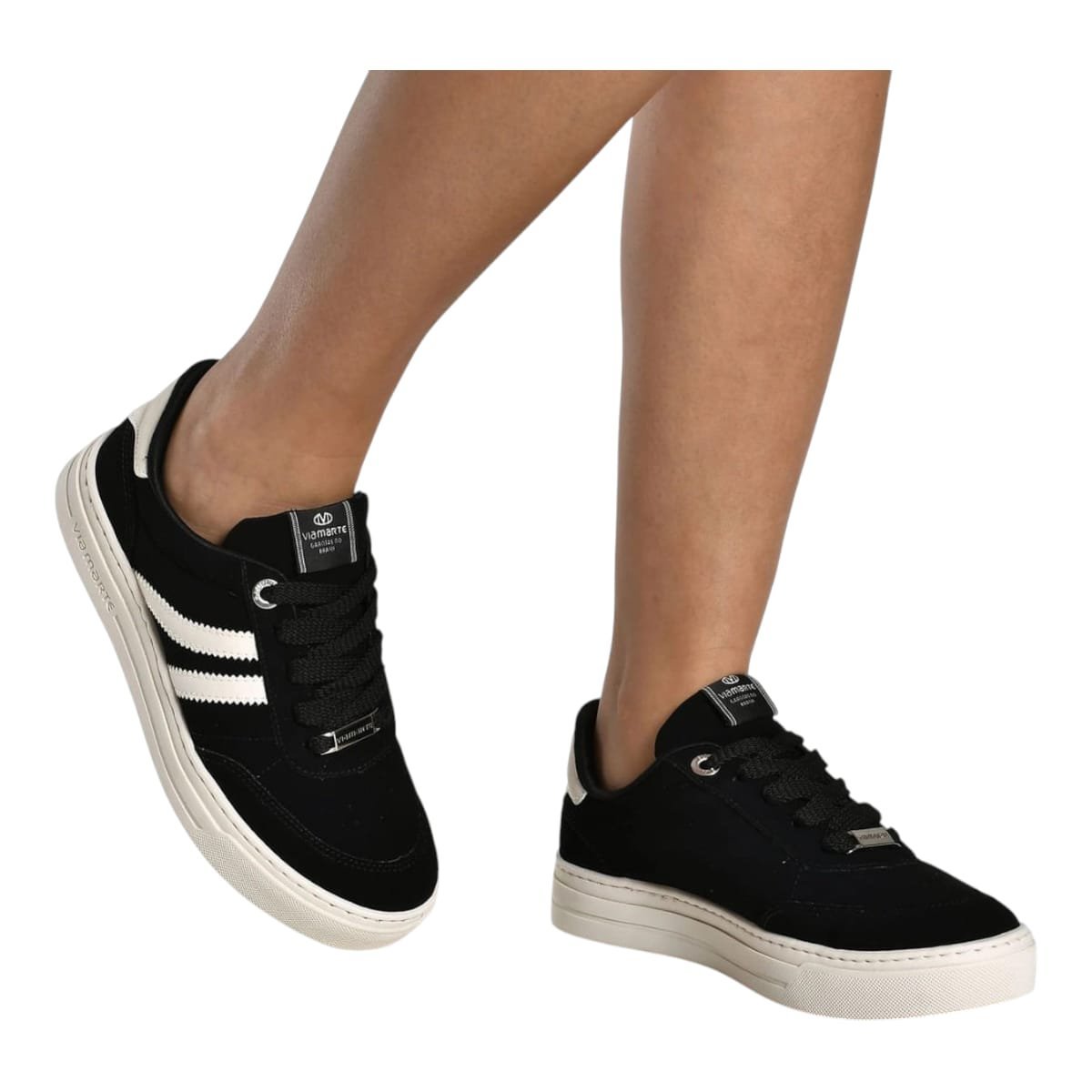 Tenis Casual Via Marte 281-001 Feminino Preto/Marfim 4