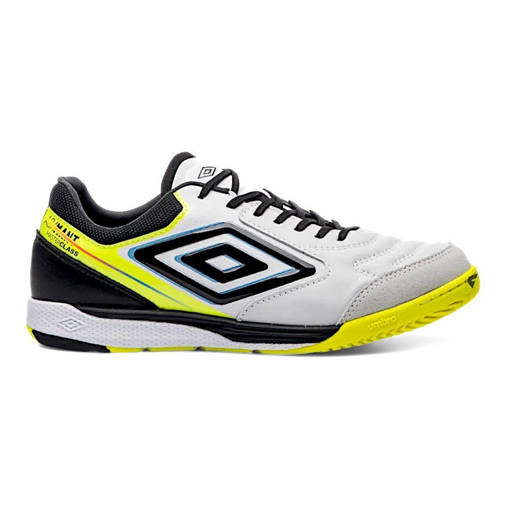 Chuteira Futsal Umbro Adamant Master Class Pro Bump Adulto Branco/Preto/Limão 2