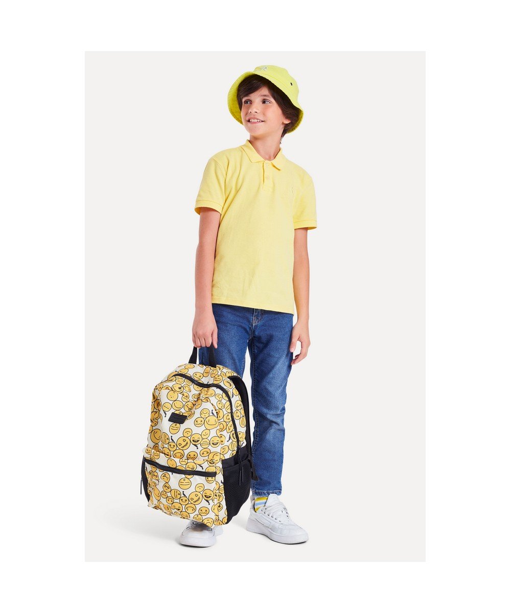Mochila Happy Emoji Reserva Mini Off White/Amarelo 3