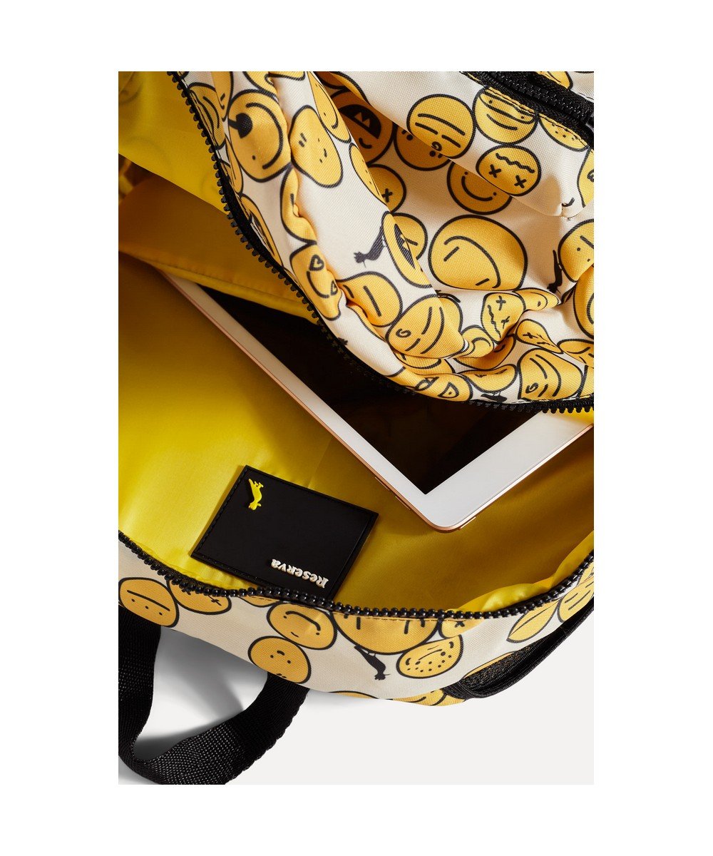 Mochila Happy Emoji Reserva Mini Off White/Amarelo 4