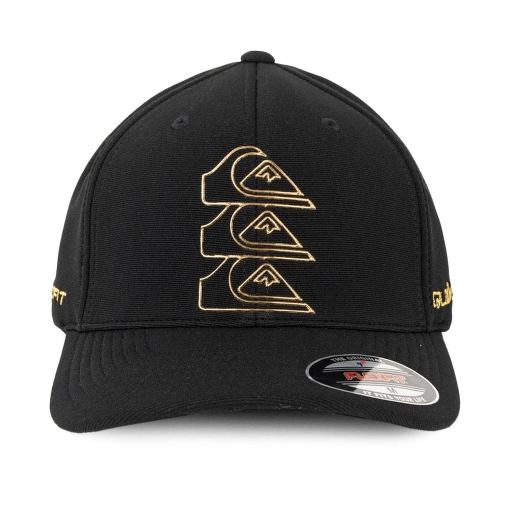 Boné Quiksilver Flexfit Chrome Three Logo Black Preto 2