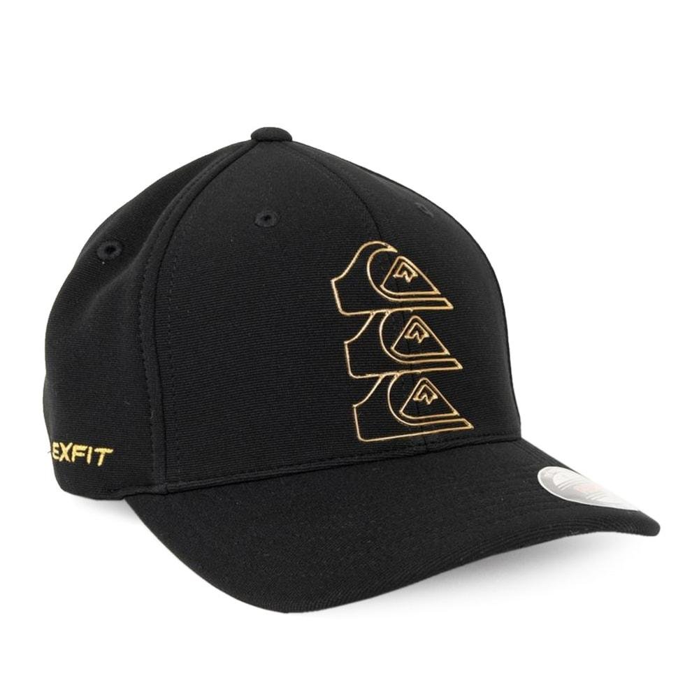 Boné Quiksilver Flexfit Chrome Three Logo Black Preto 3