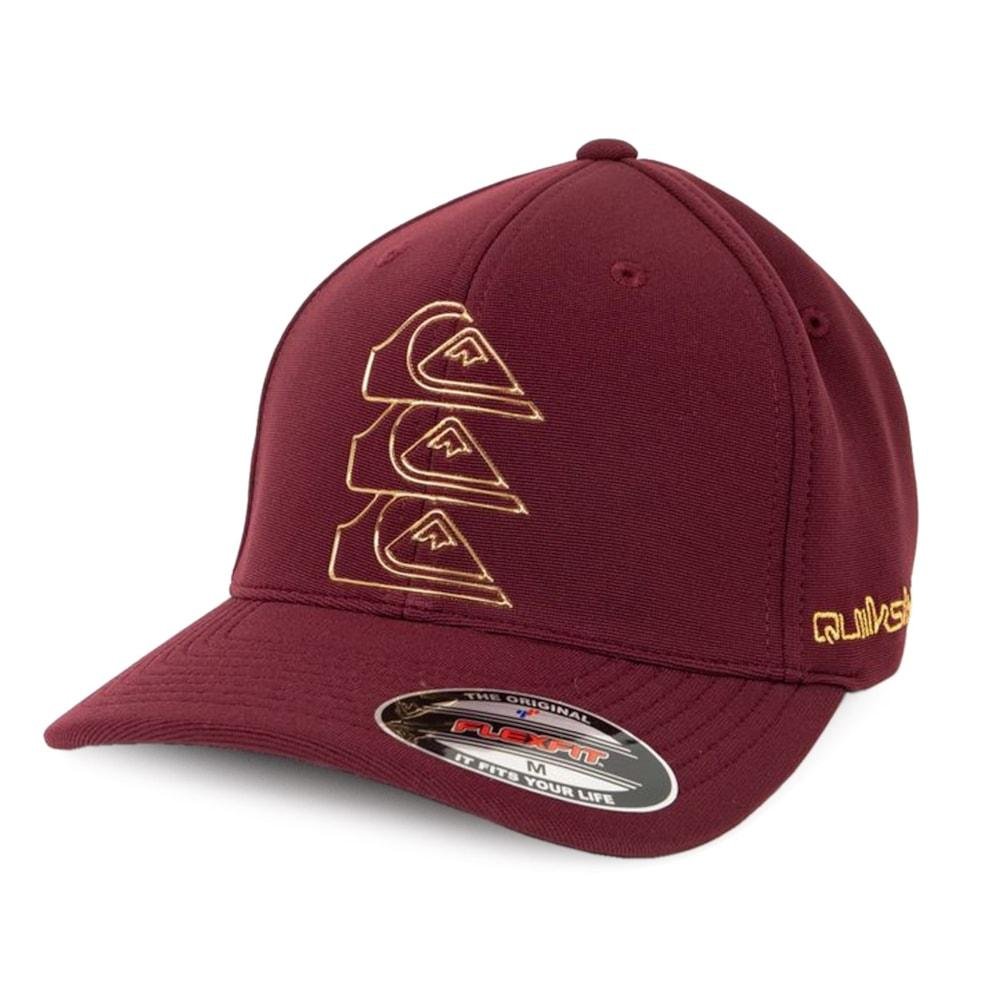 Boné Quiksilver Flexfit Chrome Three Logo Red