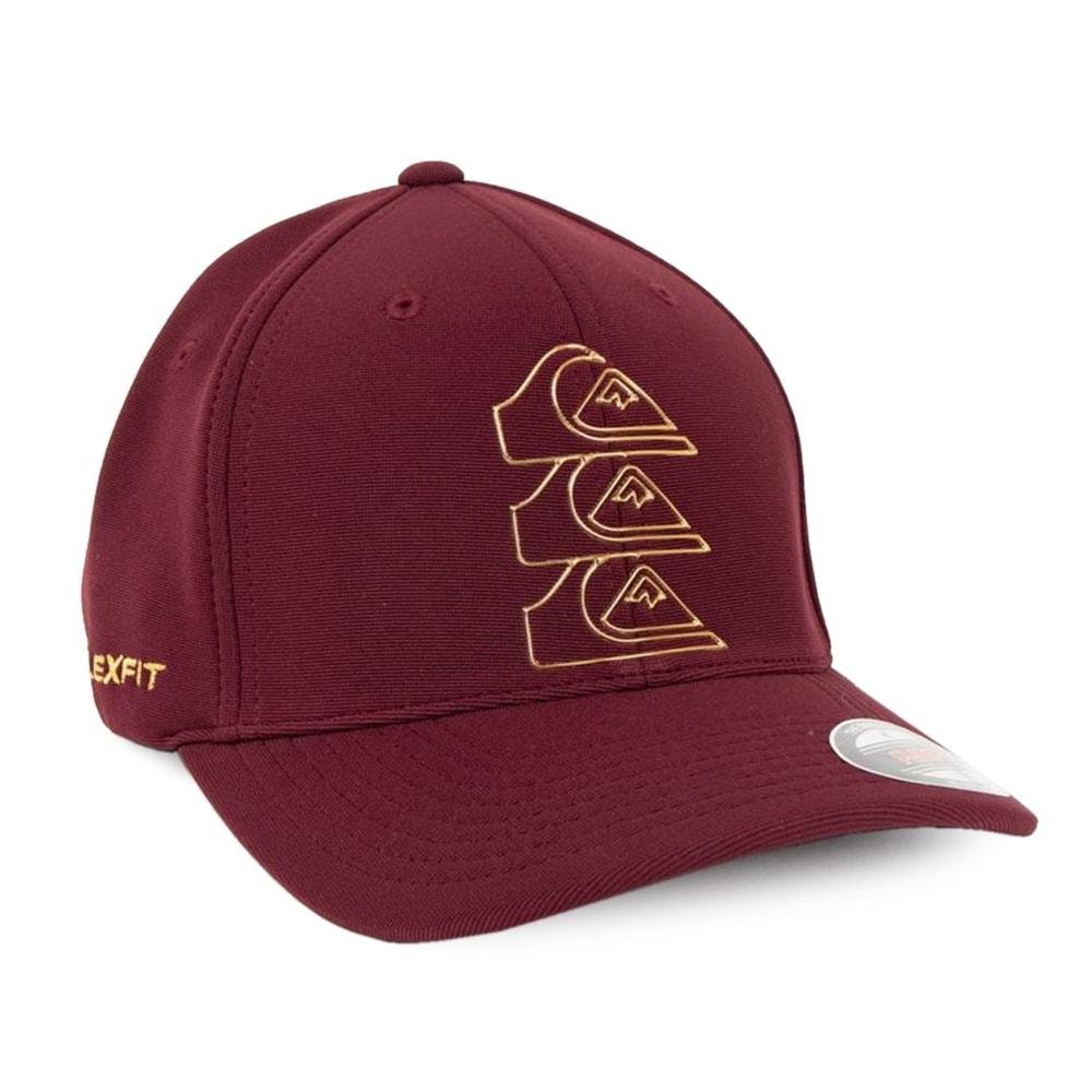 Boné Quiksilver Flexfit Chrome Three Logo Red Vermelho 3