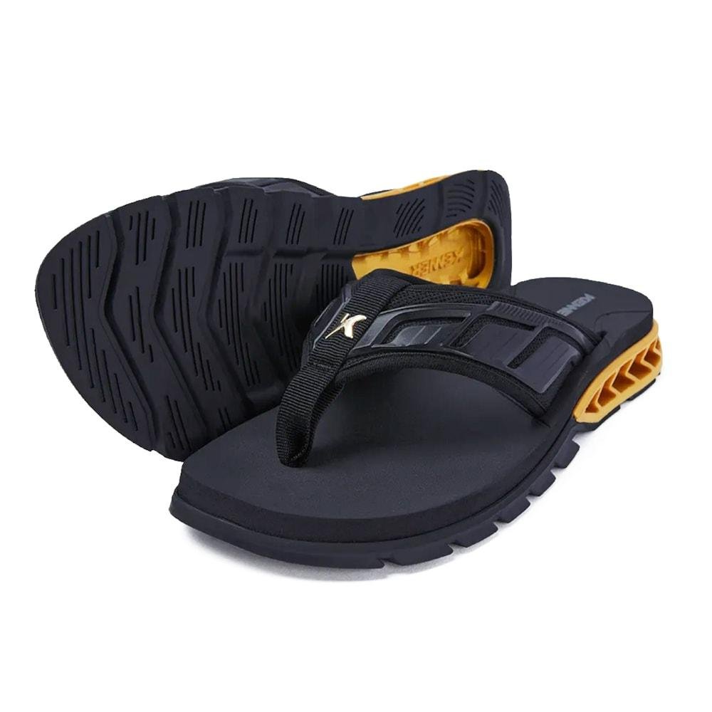 Chinelo Kenner Rakka Full Force L7 Preto Dourado Preto 2