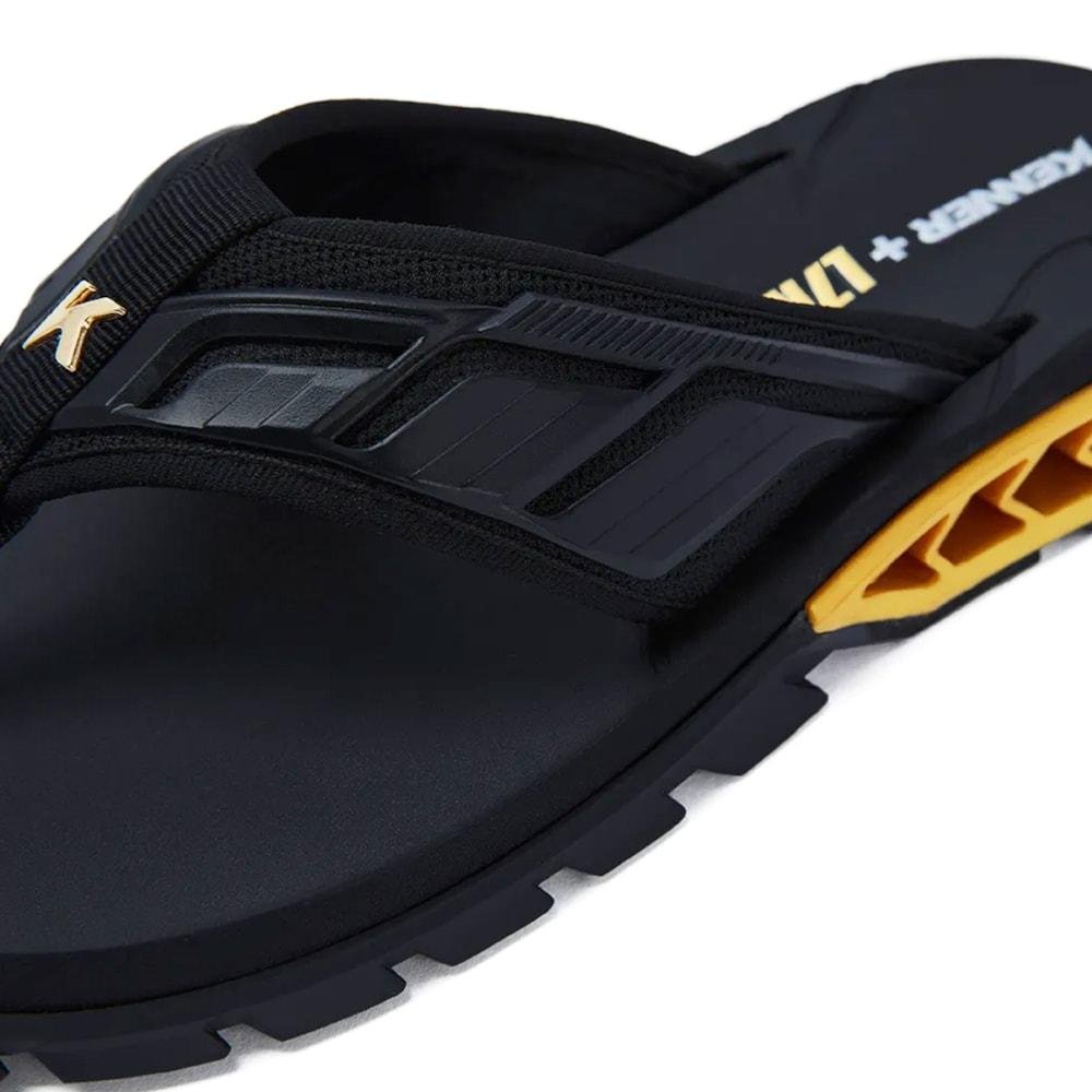 Chinelo Kenner Rakka Full Force L7 Preto Dourado Preto 5