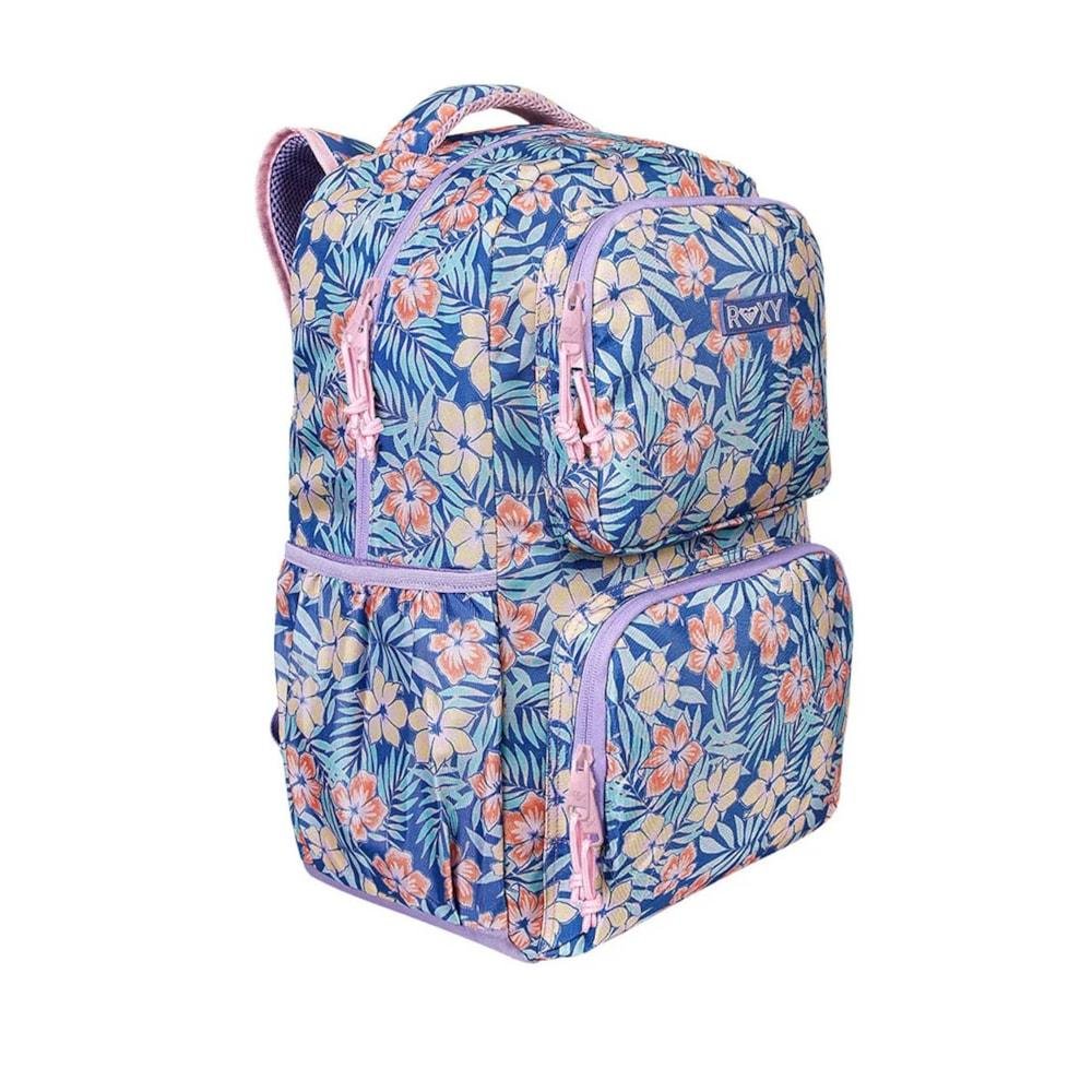 Mochila Feminina Roxy Floral Dream Azul e Rosa Azul 3