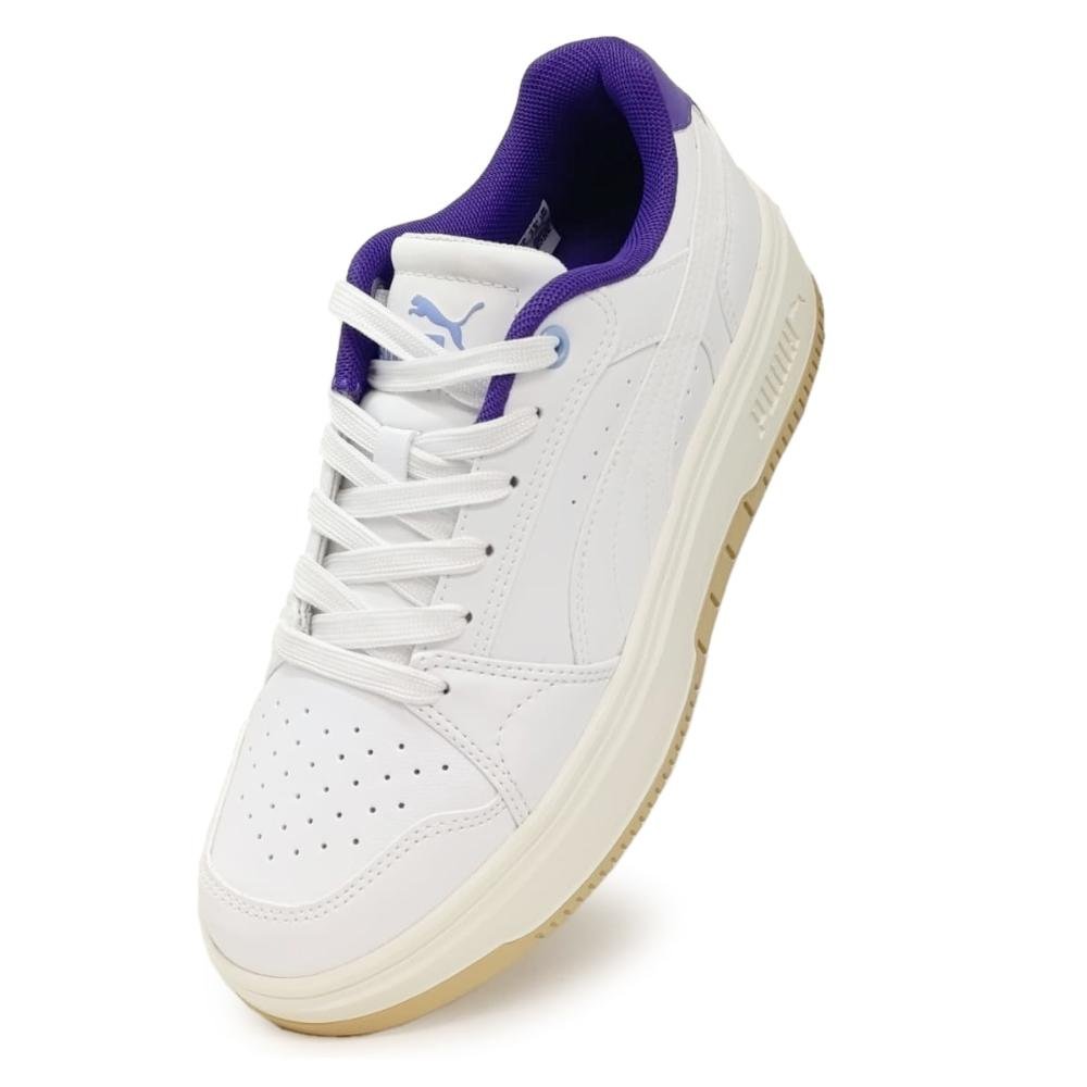 Tênis Puma Rebound Femme Low BDP White Elektro Purple