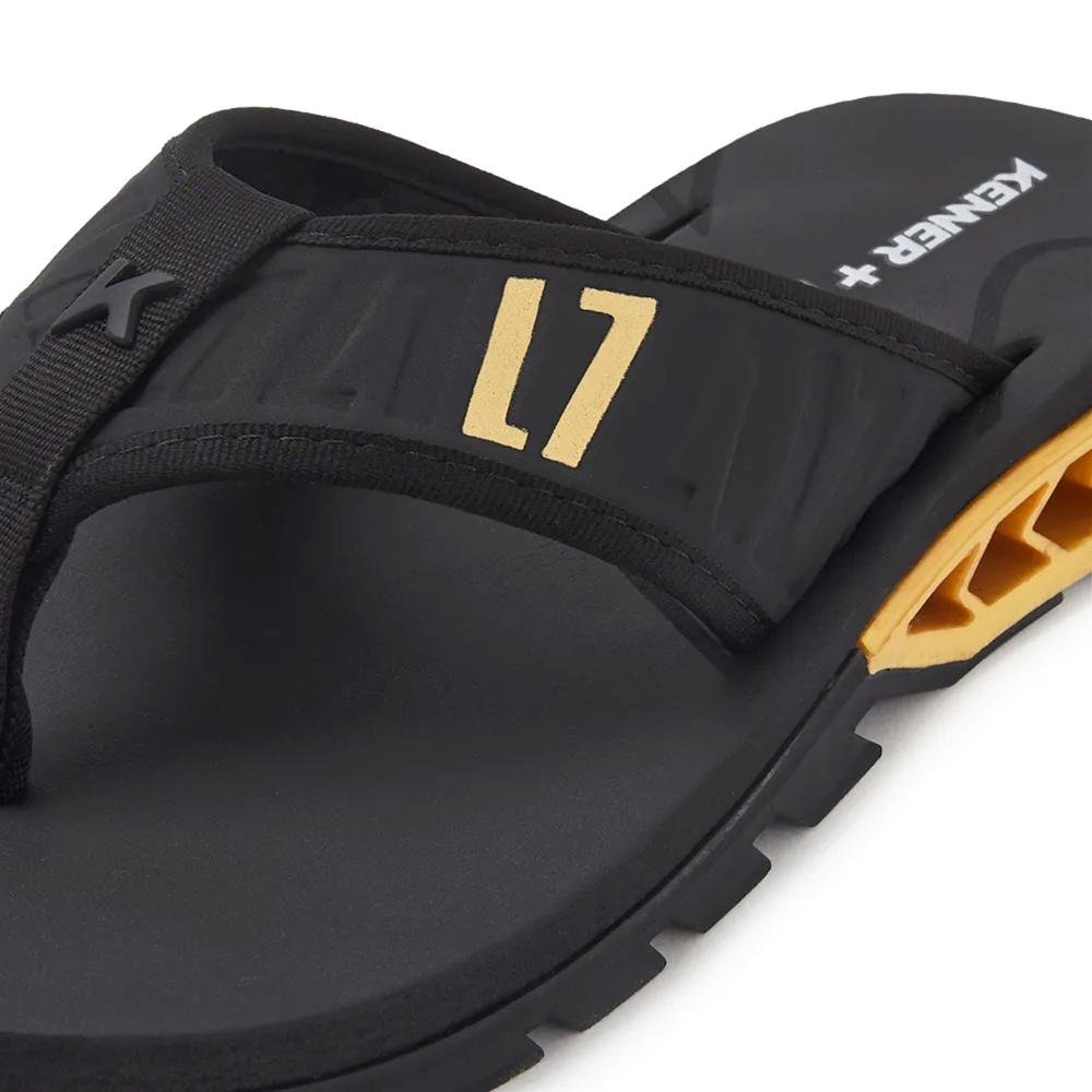 Chinelo Kenner Rakka Elite L7 Preto Dourado Preto 3
