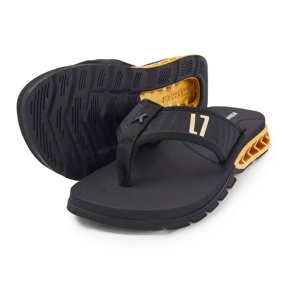 Chinelo Kenner Rakka Elite L7 Preto Dourado Preto 4