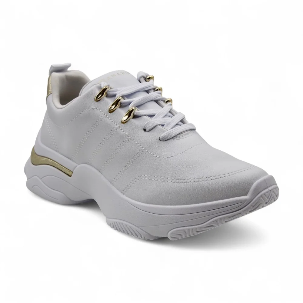 Tênis Feminino Ramarim 25-74202 Branco/Dourado 2