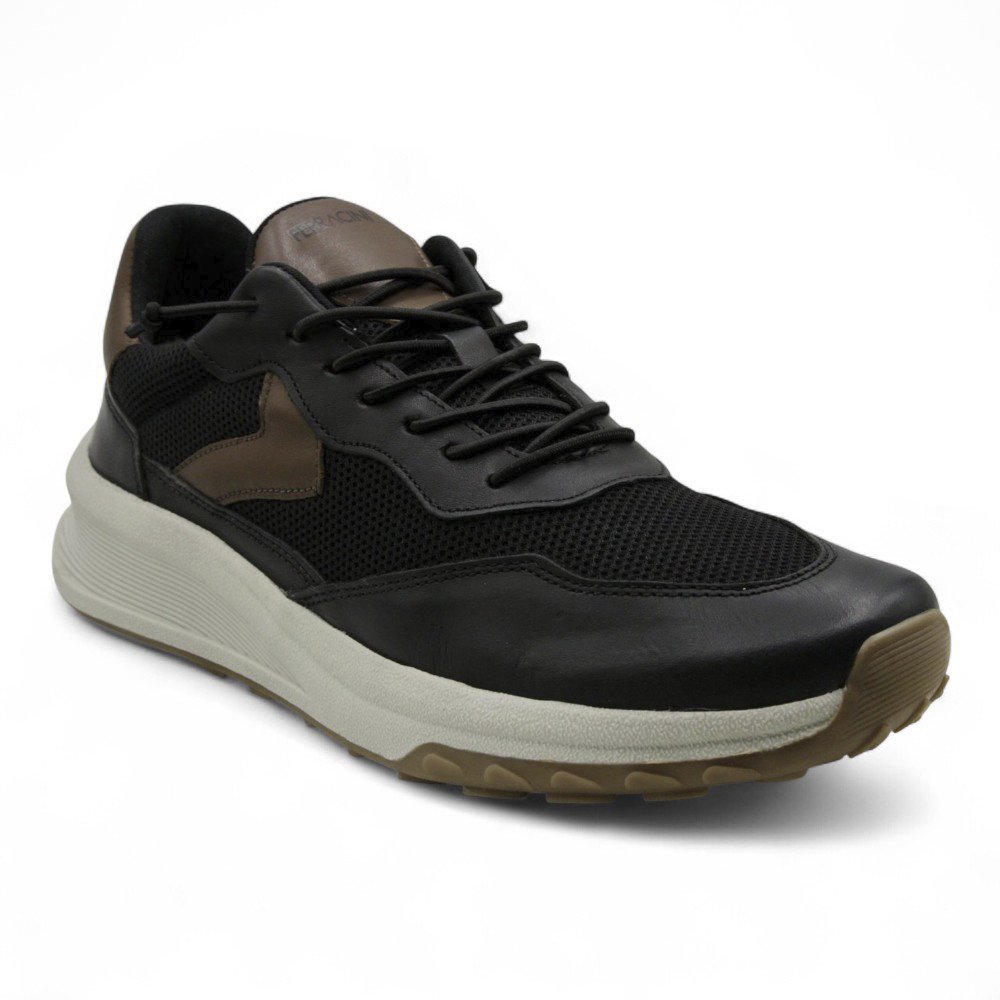 Tênis Casual Masculino Couro Ferracini Ducati FR 1691 Preto/Branco 2