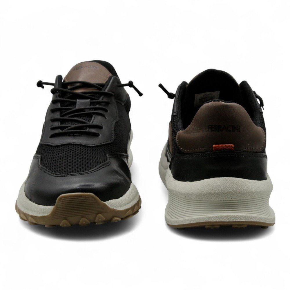 Tênis Casual Masculino Couro Ferracini Ducati FR 1691 Preto/Branco 3