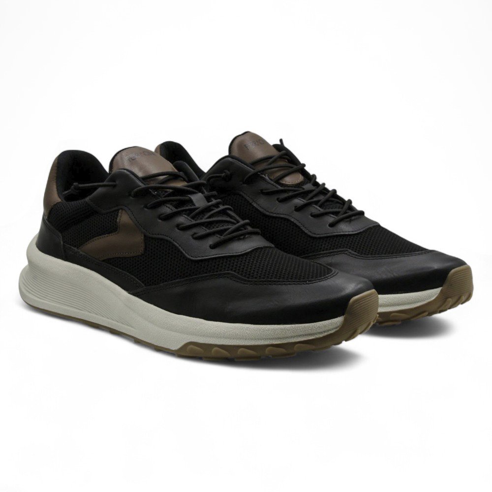 Tênis Casual Masculino Couro Ferracini Ducati FR 1691 Preto/Branco 5