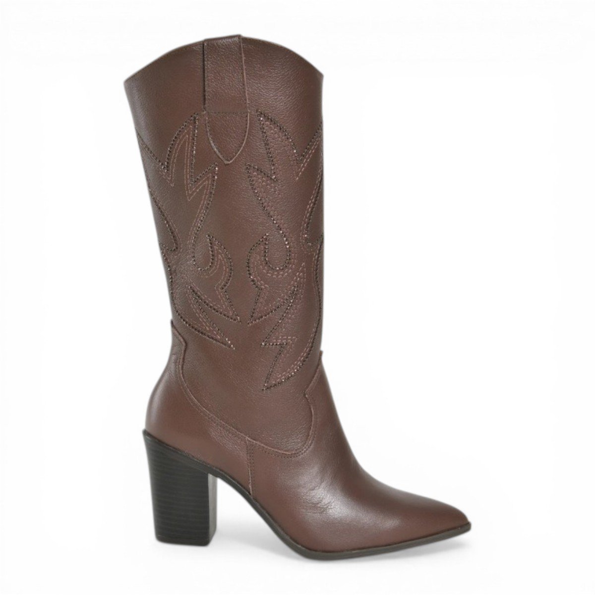 Bota Feminina Cano de Couro Legítimo Alto Via Marte 079-013
