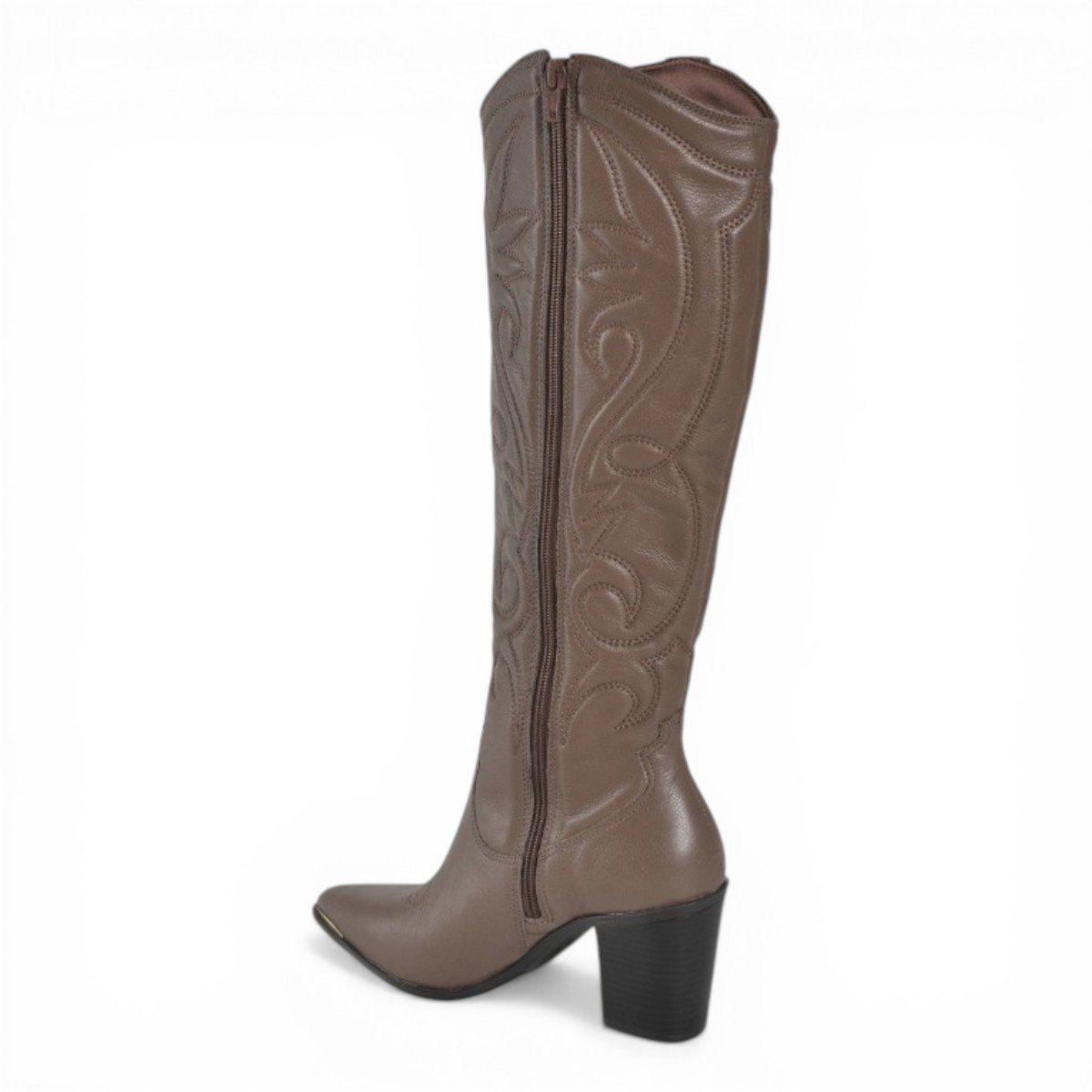 Bota Feminina Cano Longo de Couro Legítimo Via Marte 079-012 Marrom 3