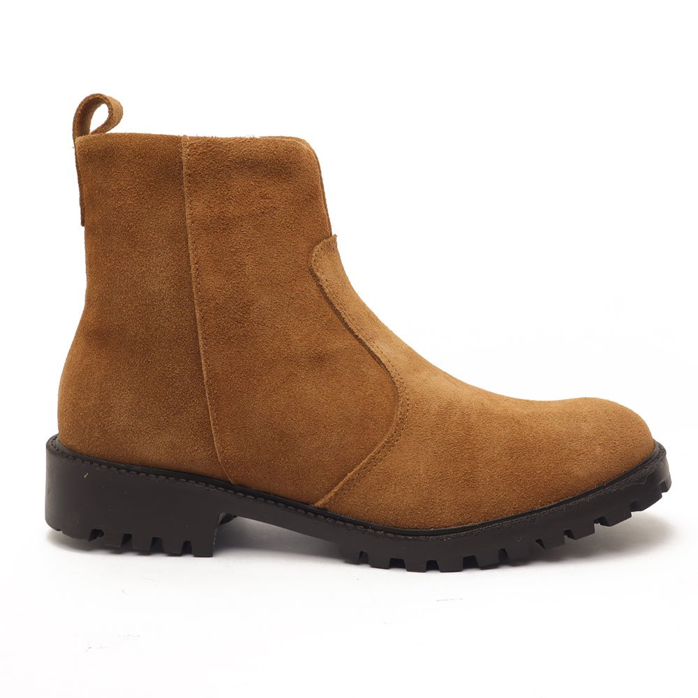 Bota Feminina Sapato Da Corte Salto Baixo Tratorado Couro-Produto 01