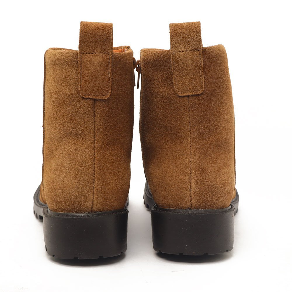 Bota Feminina Sapato Da Corte Salto Baixo Tratorado Couro-Produto 01 Caramelo 7