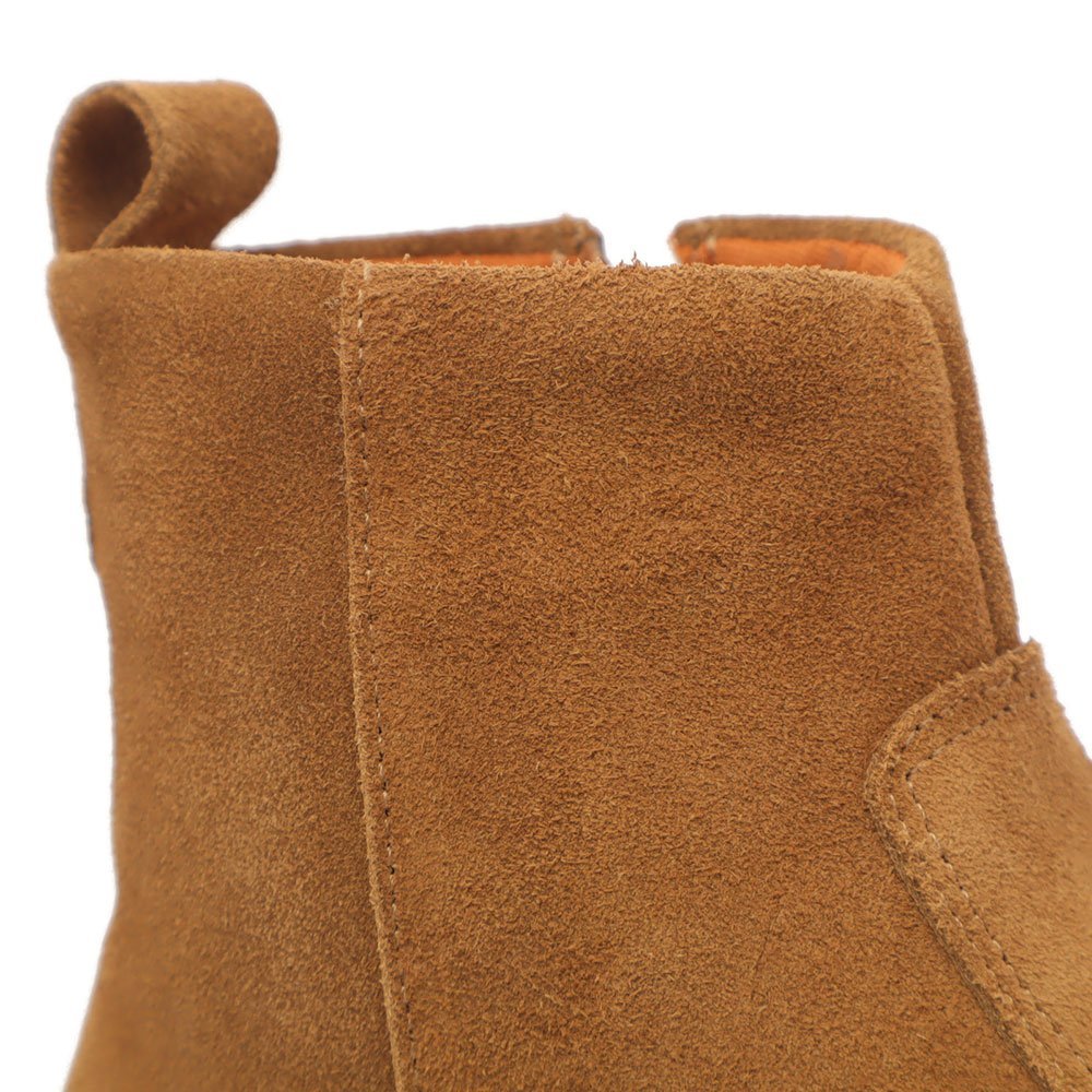 Bota Feminina Sapato Da Corte Salto Baixo Tratorado Couro-Produto 01 Caramelo 9