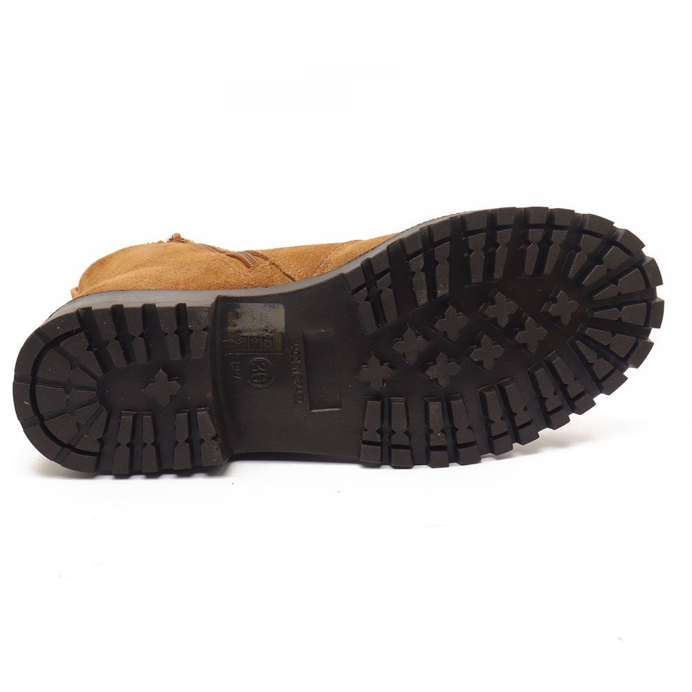 Bota Feminina Sapato Da Corte Salto Baixo Tratorado Couro-Produto 01 Caramelo 10