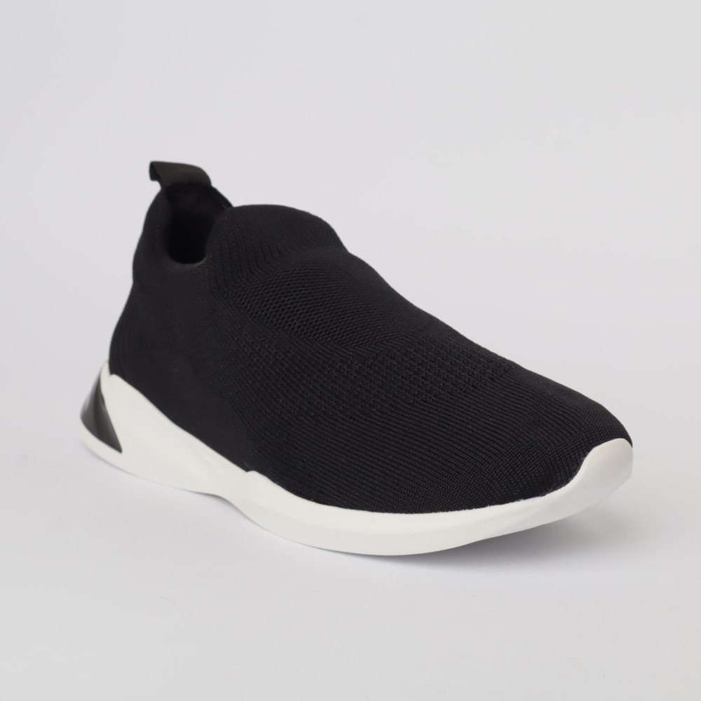 Tênis Feminino Sapato Da Corte Knit Preto 2