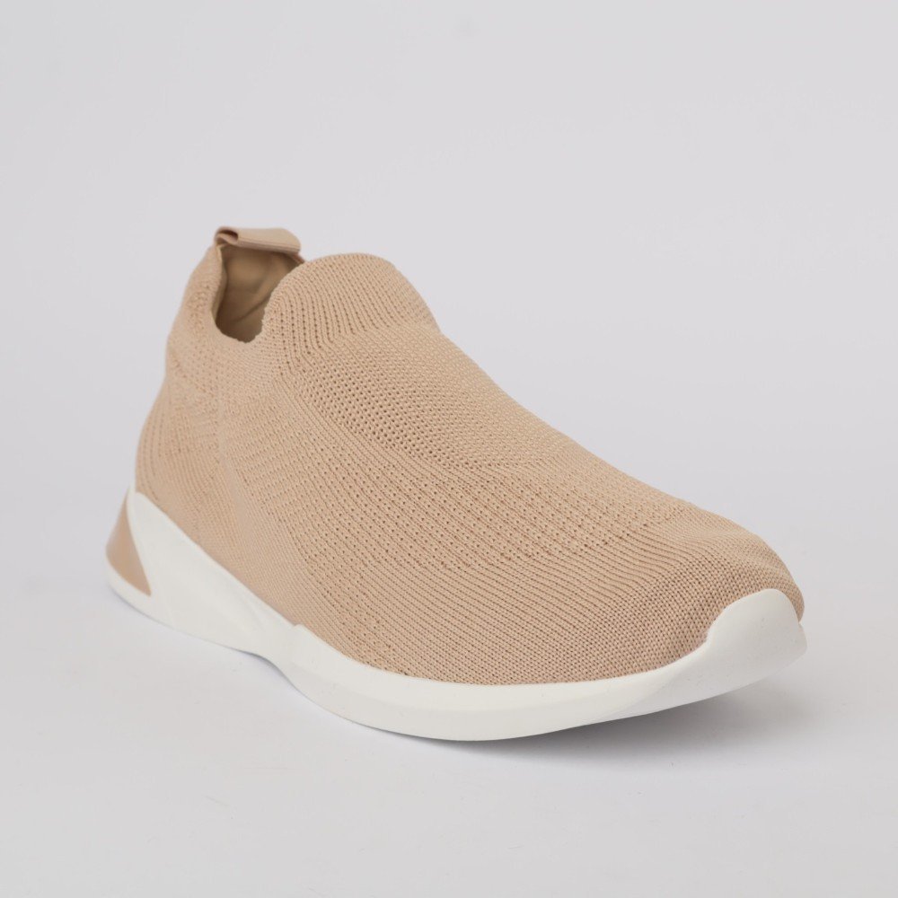 Tênis Feminino Sapato Da Corte Knit Nude 2