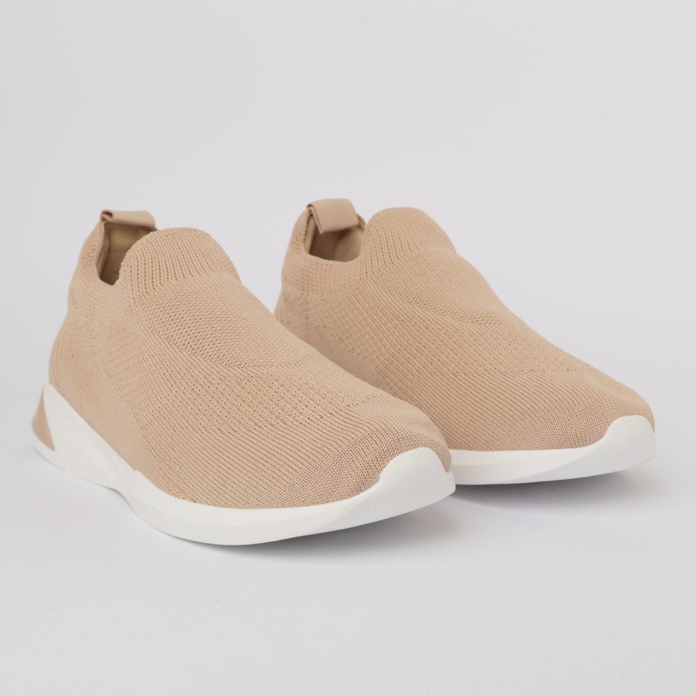 Tênis Feminino Sapato Da Corte Knit Nude 3