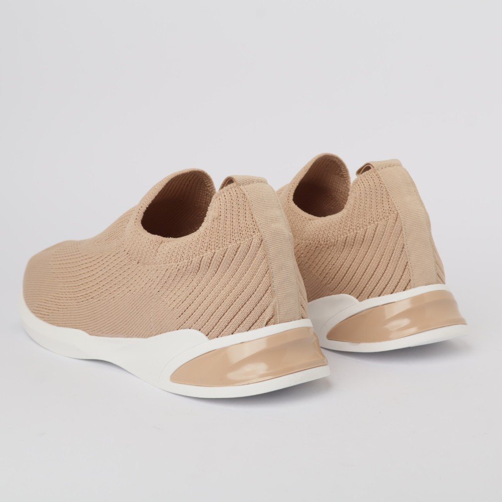 Tênis Feminino Sapato Da Corte Knit Nude 4